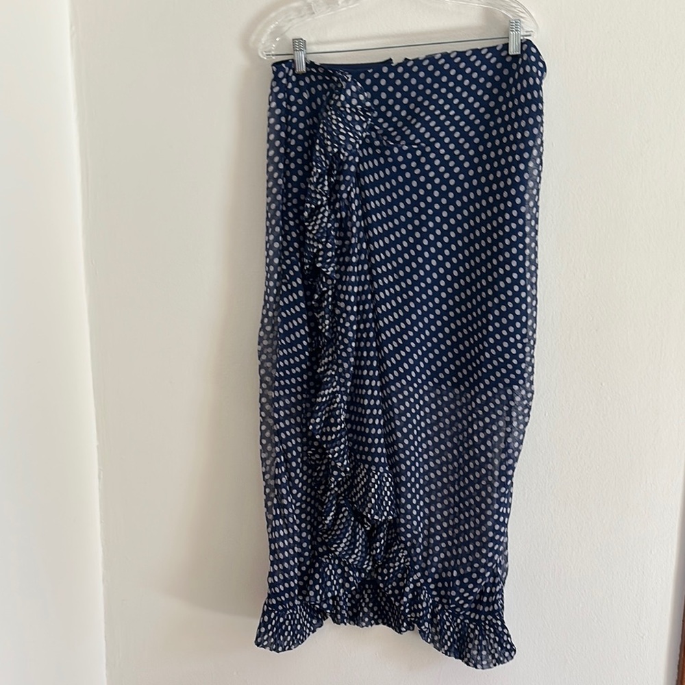 J. Crew Navy Polka Dot Ruffle Skirt